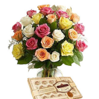 25 colorful roses with chokolates | Flower Delivery Vladikavkaz