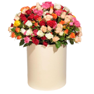 Mixed roses in a hatbox | Flower Delivery Vladikavkaz